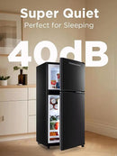 3.5 Cu.Ft Compact Refrigerator with Freezer, Mini Fridge with 2 Doors for Office, Kitchen, Dorm and Bedroom, Small Fridge with 7 Level Temp Adjustable Thermostat, Black by CozyNest Decor