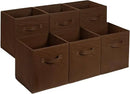 Amazon Basics Cube Organizer Storage Bins Handles, Collapsible Fabric, Pack of 6, 13"x13"x13", Brown by CozyNest Decor