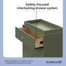 Storkcraft California 3-Drawer Chest with Removable Changing Topper (Olive with Driftwood) – GREENGUARD Gold Certified, Interlocking Drawer System, Pre-Installed Tracks, Easy Assembly by TinyTreasures Baby Boutique