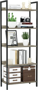 NUMENN Bookshelf, 5 Tier Bookshelves, Home Office Bookcase Shelf Storage Organizer, Free Standing Storage Shelving Unit for Bedroom, Living Room and Home Office, Grey by CozyNest Decor