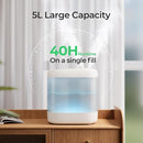 Homvana Humidifiers for Bedroom, 5L Super Easy to Clean Top Fill Auto Adapt Cool Mist Humidifier for Bedroom Plants Baby Kids for Home (Never Leaking Design), Quiet 40H Runtime, Essential Oil Diffuser by TinyTreasures Baby Boutique