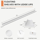 Picture Ledge Shelf, 72 inch Solid Ash Wood Floating Shelves Set of 2, Picture Ledge Ledge Wall Mounted for Living Room Kids' Room Bedroom, Color White by TinyTreasures Baby Boutique