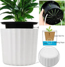 MUZHI Orchid Pot with Slotted Mesh and Holes, Plastic Round Self Watering Planter for Indoor Plants,Flowers,Herbs 3sets and 2sizes, White 7 inch by GreenHaven Gardens