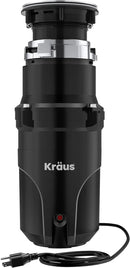 KRAUS WasteGuard 1/2 HP Continuous Feed Ultra-Quiet Motor Garbage Disposal with Quick Connect Mount, Power Cord and Flange Included, KWD110-50MBL by CozyNest Decor