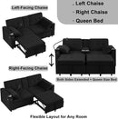 70" Queen Size Sofa Bed for Living Room – Pull-Out Sleeper Sofa Couch with Cup Holder, Phone Holder, USB Charging Port, Solid Wood Frame, Easy Assembly, Space-Saving Design for Small Apartments by CozyNest Decor
