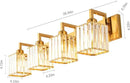 Modern Crystal Bathroom Vanity Light - 4-Lights Gold Brushed Brass Finish Wall Lamp by CozyNest Decor