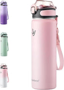 Enerbone 24 oz Insulated Water Bottle, Stainless Steel Bottle with Carrying Strap, Double-Wall Vacuum Insulation Design, Leakproof Sports Bottle with Straw, Keep Drinks Cold or Hot for Hours by CozyNest Decor