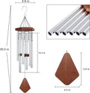 ASTARIN Memorial Wind Chimes for Outside, 30'' Deep Tone, Sympathy Wind-Chime Personalized with 6 Tuned Tubes, Elegant Chime for Garden Patio Balcony and Home Silver by CozyNest Decor