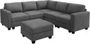 HONBAY Corduroy Modular Sectional Couch with Storage L-Shaped Sectional Couches for Living Room 6 Seater Modular Sofa, Dark Gray by CozyNest Decor