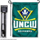 College Flags & Banners Co. North Carolina Wilmington Seahawks Garden Flag with Stand Holder by GreenHaven Gardens