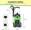 Pressure Washer with 25 FT Hose, 16.4 FT Power Cord, Soap Tank Car Wash Machine Green by GreenHaven Gardens