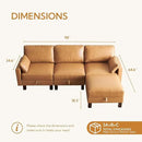 L Shape Modular Sofa, Faux Leather Sectional, 98'' 4 Seater Couch, Mid Century Modern Decor Couch, Office Sectional Sofa Bed, for House, Apartment, Living Room, Tan by CozyNest Decor
