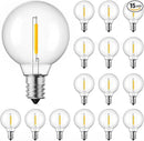 Brightown G40 Led Replacement Light Bulbs 1W Shatterproof Globe Bulb Fits E12 or C7 Candelabra Screw Base Sockets, 1.5 Inch Dimmable Light Bulbs for Indoor Outdoor Patio Decor, Warm White, 15 Pack by GreenHaven Gardens