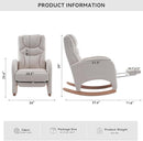 Rocking Chair Nursery,Modern Glider Chair with Adjustable Footrest and Solid Wood Legs,High Backrest Nursery Chair with Side Pocket,Rocker Armchair for Living Room Bedroom Cotton Linen, Beige by TinyTreasures Baby Boutique