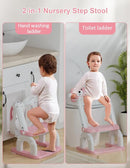 Potty Training Seat with Step Stool Ladder, Potty Training Toilet Seat with Soft Seat Splash Guard, Adjustable Height, 2 in 1 Potty Seats for Toddlers Kids Boys Girls by TinyTreasures Baby Boutique