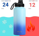 DRINCO Stainless Steel Water Bottle Spout Lid Vacuum Insulated Double Wall Water Bottle Wide Mouth (40oz 32oz 22oz 18oz 14oz) Leak Proof Keeps Cold or Hot (32 oz, 32oz Morning Sky Blue) by CozyNest Decor