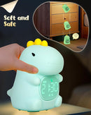 Dinosaus Alarm Clock for Kids with Night Light, Sleep Training Clock Time to Wake Clock, Rechargeable Silicone Light for Bedroom, Perfect Sleep Companion for Boys Girls by TinyTreasures Baby Boutique