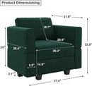 Belffin Velvet Modular Sectional Arm Chair Accent Chair with Storage Seat Single Club Chair for Apartment Green by CozyNest Decor