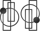 OYEFLY 2 Pcs Metal Abstract Wall Art,Modern Geometric Decor (Black, style 1) by CozyNest Decor