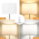 Ambimall 60'' Modern Floor Lamp with Shade, Tall Lamps for Living Room, Bedroom, Office, Dining Room, White Shade with Brown Pole(Without Bulb) by CozyNest Decor