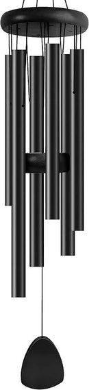 Large Aluminium Wind Chimes 37 Inches to Create a Zen Atmosphere Suitable for Outdoor, Garden, Patio Decoration. Classic Wind Chimes with Wind Catcher as a Gift for Unisex(Whole Black) by CozyNest Decor