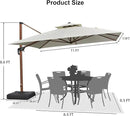 PURPLE LEAF 11ft Patio Umbrella with Base Outdoor Square Umbrellas Large Cantilever Umbrella Windproof Offset Umbrella Heavy Duty Sun Umbrellas for Garden Deck Pool Patio, Cream by GreenHaven Gardens