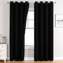 ChrisDowa 100% Blackout Curtains for Bedroom with Black Liner, 2 Thick Layers Total Blackout Thermal Insulated Grommet Window Curtains 2 Panels Set (Black, 52 x 72 Inch) by TinyTreasures Baby Boutique