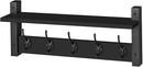 Sorbus Coat Hooks Wall Mount with Shelf – 24 Inch Coat Rack Wall Mount with 5 Heavy Duty Hooks – Floating Wall Shelf with Hooks for Entryway, Bathroom, Bedroom, Kitchen, or Mudroom (Black) by CozyNest Decor