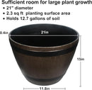 Large Whiskey Barrel Planter for Outdoor Plants - Flower Pots Garden Wine Barrel Planter Outdoor - 21" D x 15" H by GreenHaven Gardens