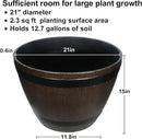 Large Whiskey Barrel Planter for Outdoor Plants - Flower Pots Garden Wine Barrel Planter Outdoor - 21" D x 15" H by GreenHaven Gardens