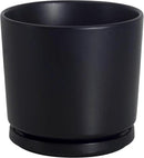 Ekirlin 9 inch Plant Pots,Ceramic Flower Planters Indoor,Modern Succulents Containers with Drain Hole Saucer,Decorate Home,Office & Outdoor (Black) by GreenHaven Gardens