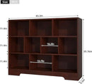 Book Shelf Set of 2, 10 Cubes Storage Organizer, 3-Tier Open Shelf Wooden Bookcase, Freestanding Cherry Bookshelf Cube Shelf for Bedroom, Living Room, Home Office by CozyNest Decor