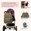 BabbleRoo Diaper Bag Backpack - Baby Essentials Travel Tote - Multi Function Waterproof Diaper Bag, Travel Essentials Baby Bag with Changing Pad, Stroller Straps & Pacifier Case - Unisex, Army Green by TinyTreasures Baby Boutique