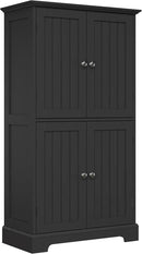 ChooChoo Bathroom Floor Cabinet, Modern Bathroom Storage Cabinet with 4 Doors and Adjustable Shelves, Freestanding Cupboard for Living Room, Black by CozyNest Decor