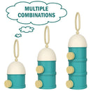 Accmor Formula Dispenser On The Go, 3 Layers Stackable Formula Container to Go, Non-Spill Portable Milk Powder Baby & Kids Snack Container, Green by TinyTreasures Baby Boutique