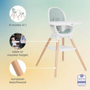 Joie Chai Multi-Mode Highchair - European Beech Wood, Convertible, 9+ Modes, Birth up to 60 lb. (Mist) by TinyTreasures Baby Boutique