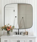 ANDY STAR Black Oblong Mirror, 36x40 Inch Black Oval Mirror for Bathroom with Stainless Steel Metal Frame, Wall Mouned for Bathroom, Living Room, Entryway by CozyNest Decor