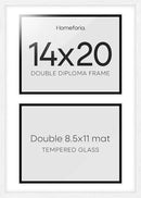Homeforia 14x20 Double Diploma White Frame, High End Oak 14 x 20 Certificate Wood Frames with Mat for Two 8.5x11 Diplomas, 20x14 Wooden Dual Award Graduation Frames, Tempered Glass, Wall Kit, Set of 1 by CozyNest Decor
