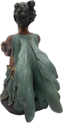 Copper Toned Fairy Holding Knees with Blue Accents Garden Statue, Whimsical Outdoor Decor, 13 Inches by CozyNest Decor