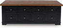 Signature Design by Ashley Wildenauer Farmhouse 2-Drawer Lift-Top Coffee Table with 2 Storage Bins Under Top and Casters, Light Brown & Black by CozyNest Decor