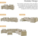 HULALA HOME 88" Loveseat Sofa with USB Port and Console, Oversized 2 Seater Sofa with Storage Ottoman, Comfy Upholstered Loveseat Couch for Living Room Bedroom, FSC Certified, Beige by CozyNest Decor
