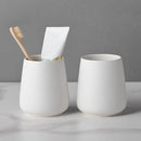 Speckled White Toothbrush Holder Set - 2Pcs Bathroom Ceramic Tooth Brushing Holders, Toothbrush Cup, Toothpaste Organizer for Countertop, Makeup Brush Holder, Pen Holder for Home Desktop Storage by CozyNest Decor