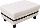 Ottoman Rectangular Storage Ottoman Bench, Faux Leather Footrest, Coffee Table, Stool Footstool with Hinged Lid for Living Room, Bedroom, Entryway, White&Black, 34"x22.8"x17.5" by CozyNest Decor