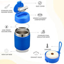 17oz Soup Thermo for Hot Food Kids Insulated Vacuum Food Jar with Stainless Steel Spoon Wide Mouth Thermo Leakproof Lunch Food Container Kids Hot Lunch Box (Blue) by TinyTreasures Baby Boutique