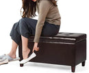 Asense Storage Ottoman Bench, Faux Leather Upholstered End of Bed Bench with Safety Hinge Wooden Legs, for Entryway Bedroom (Chocolate Brown, 33.3") by CozyNest Decor