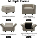 Belffin Modular Sectional Arm Chair Accent Chair with Storage Seat Single Club Chair for Apartment Velvet Grey by CozyNest Decor