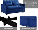 3 in 1 Convertible Sleeper Sofa Bed,Futon Loveseat Couch with Pull-Out Bed & Adjustable Backrest,Velvet Fabric Sofa with Side Pocket for Small Apartment, Living Room, Office (Blue) by CozyNest Decor