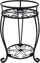 CASIMR 2 Tier Plant Stand, 19.2 inch Tall Metal Potted Holder Rack,Indoor Outdoor Multiple Flower Pot Shelf Rustproof Iron Garden Container for Garden Patio Living Room Corner Balcony, Black by GreenHaven Gardens