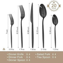 KINGSTONE Silverware Set, 20-Piece Flatware Set Cutlery Set Premium 18/10 Stainless Steel, Tableware Include Forks Knives Spoons for Home Kitchen Restaurant Wedding, Dishwasher Safe,Black by CozyNest Decor