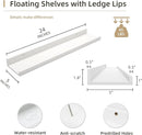 Picture Ledge Shelf, Wood Floating Shelves Set of 4, 24 inch Picture Ledge Shelves, Photo Ledge Nursery Book Shelves Wall Mounted for Living Room Kids' Room Bedroom, Color White by TinyTreasures Baby Boutique